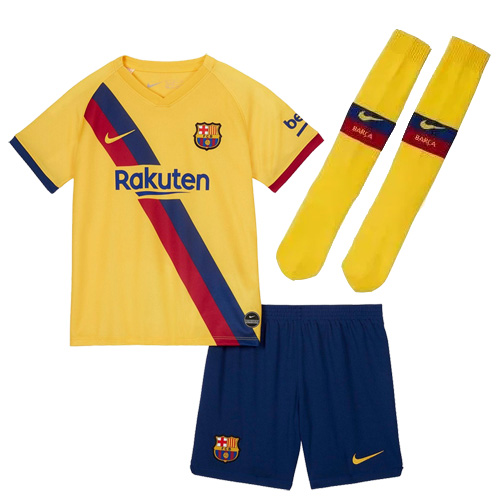 Kids BarcelonaAway Soccer Full Kits (Shirt + Shorts + Socks) 2019/20